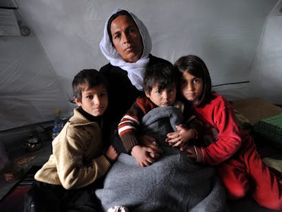 Portretfoto van Syrische vluchtelingen in Irak
