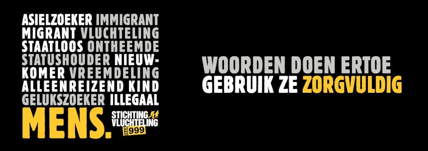 Banner bij Mens campagne met termen