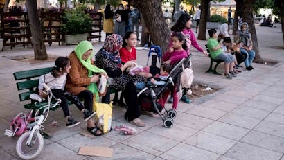Vluchtelingen op Victoriaplein in Athene