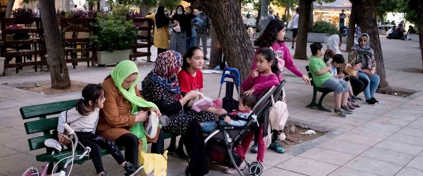 Vluchtelingen op Victoriaplein in Athene