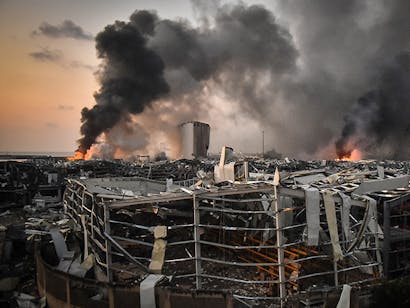 Brand na explosie in Libanon