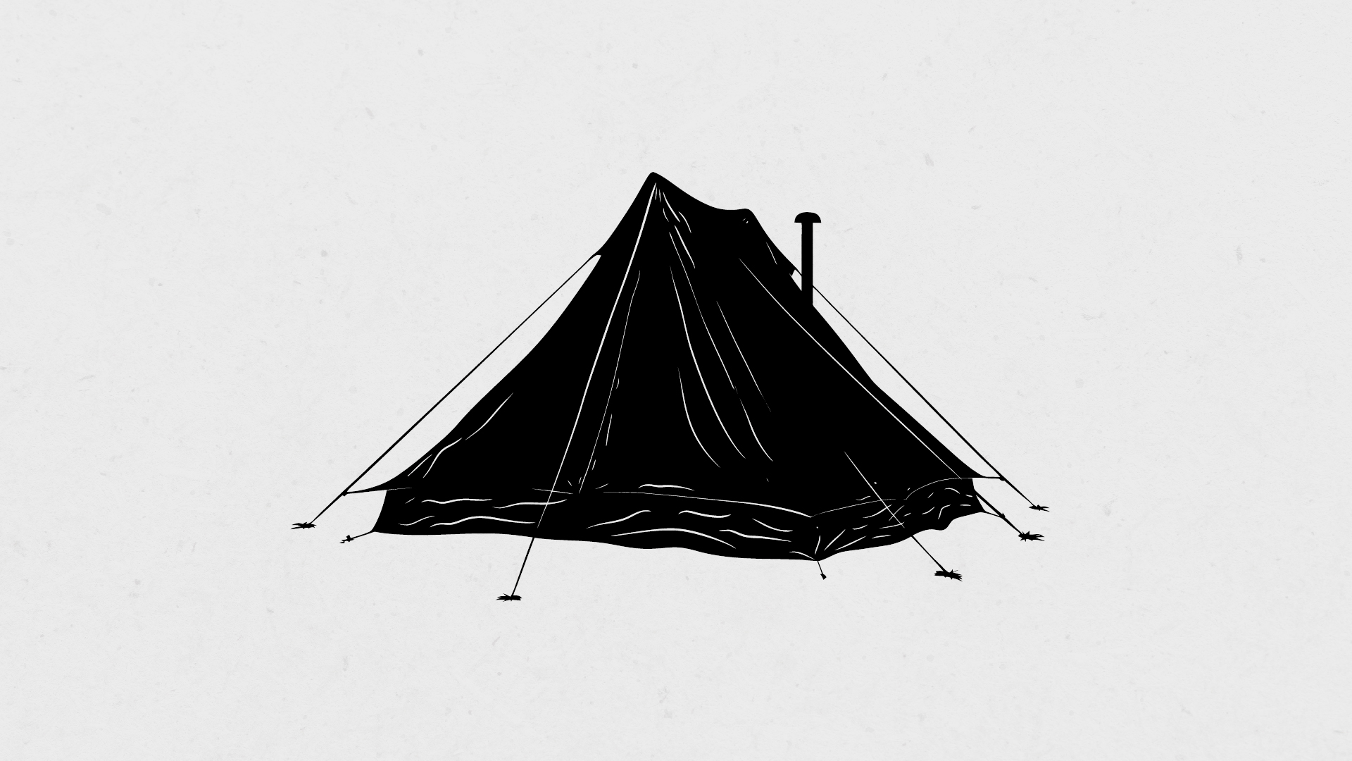 zwart-wit illustratie van een tent