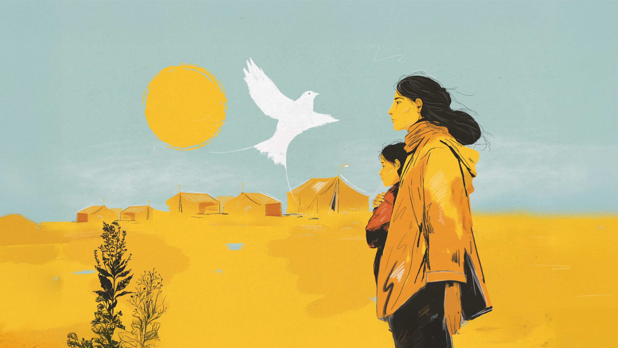 illustratie voor 50 jaar Stichting Vluchteling