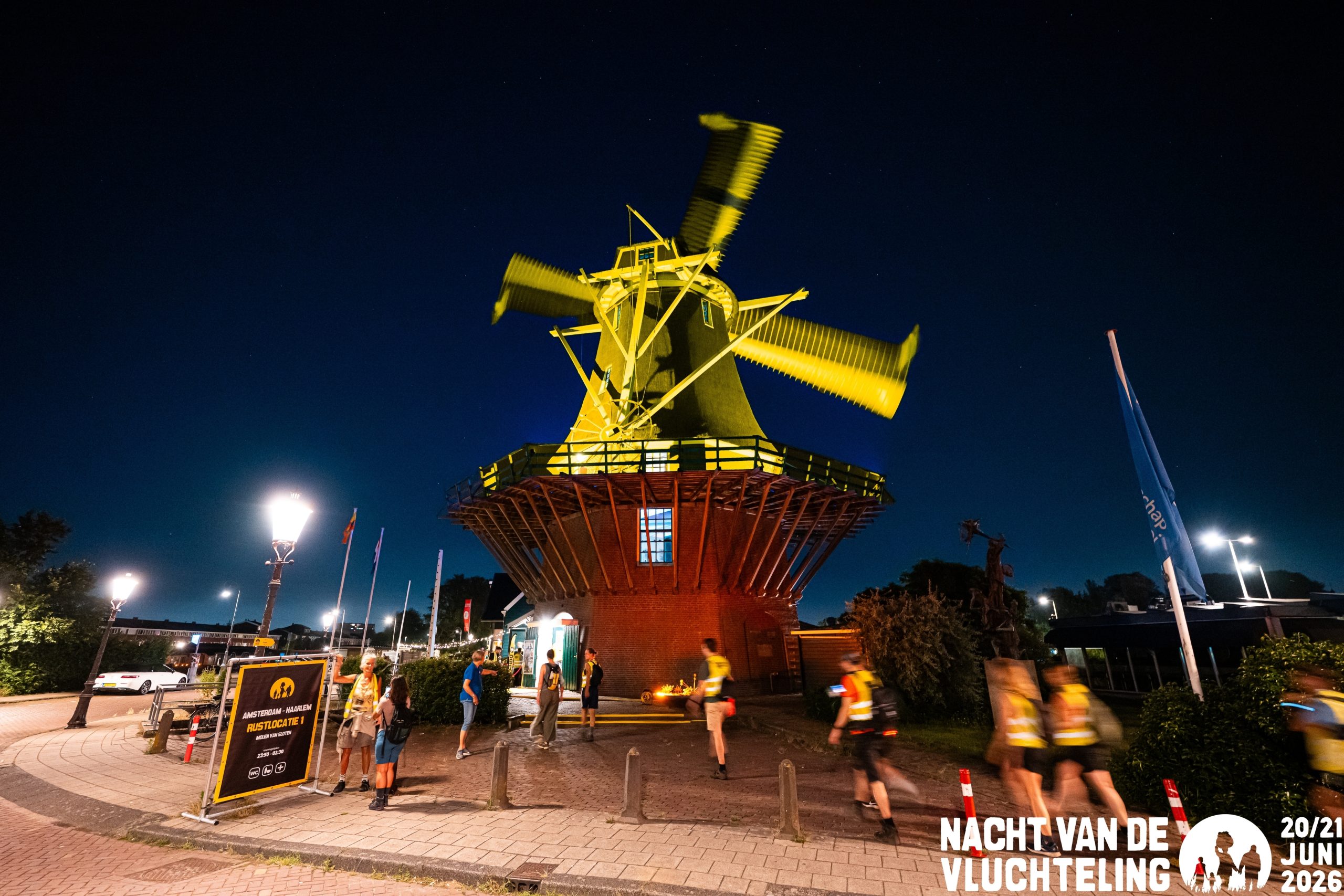 Molen van Sloten, rustlocatie 1 bij Nacht van de Vluchteling 2026 Amsterdam-Haarlem